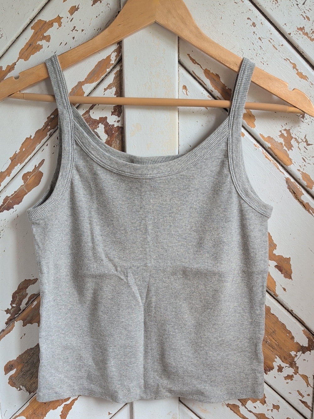 Reformation Slightly Cropped Light Gray Ribbed Tank